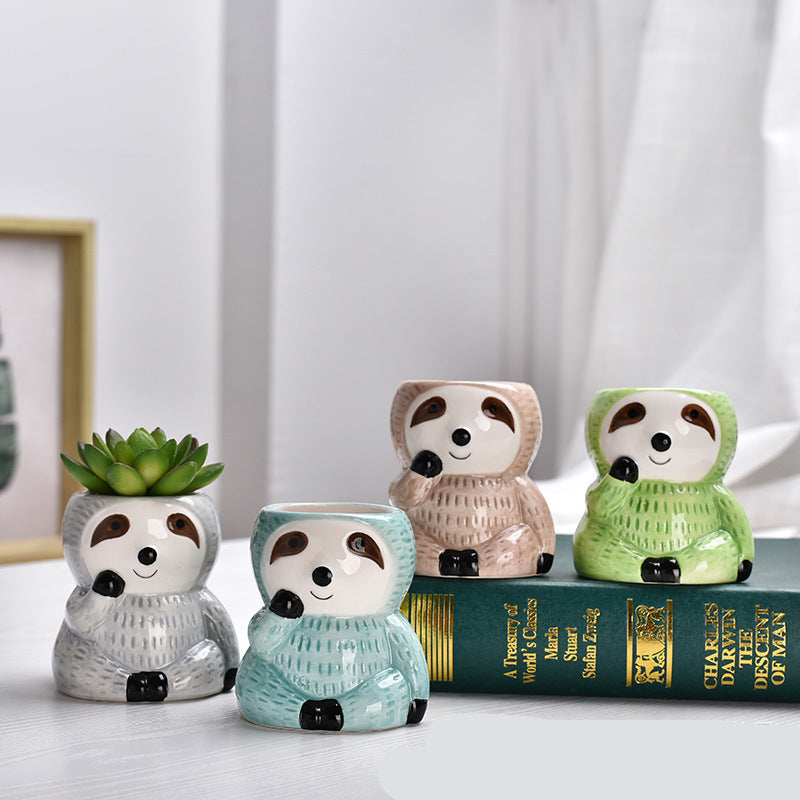 Creative Sloth Ceramic Planter